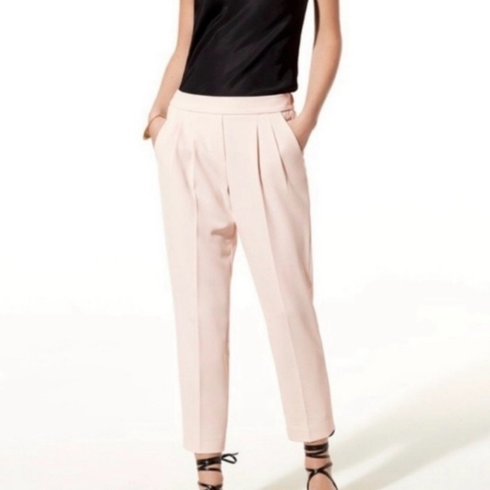 Babaton Pleated Wide-Leg Trousers — Soft Pink